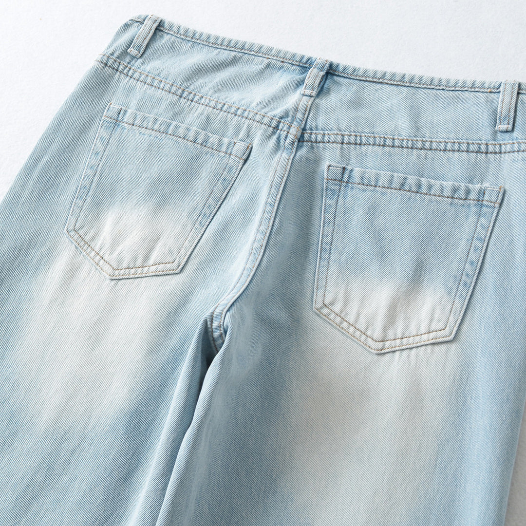 Damen Highwaist Cropped-Jeans mit geradem Schnitt und weitem Bein Drune