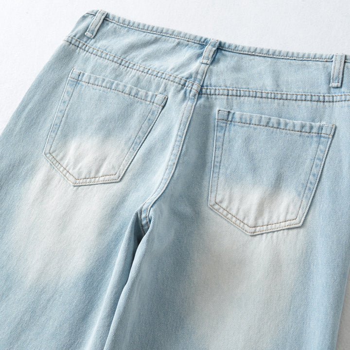 Damen Highwaist Cropped-Jeans mit geradem Schnitt und weitem Bein Drune