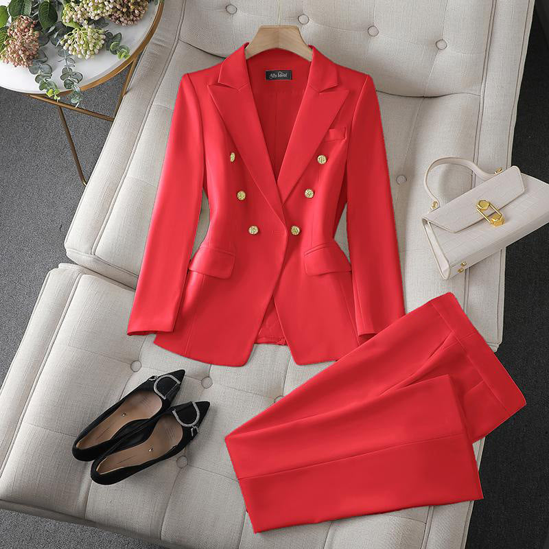 Damen Elegantes Doppelreihiges Blazer-Set Drune