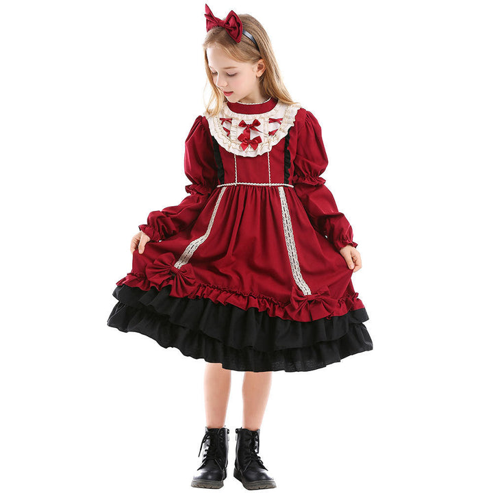Mädchen Lolita Kleid mit Rüschen und Schleifen Drune