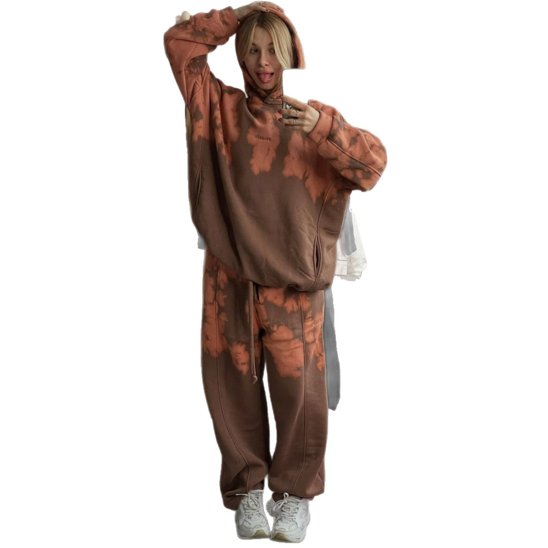 Damen Sportliches Hoodie- und Jogginghosen-Set mit einzigartigem Batik-Muster Drune