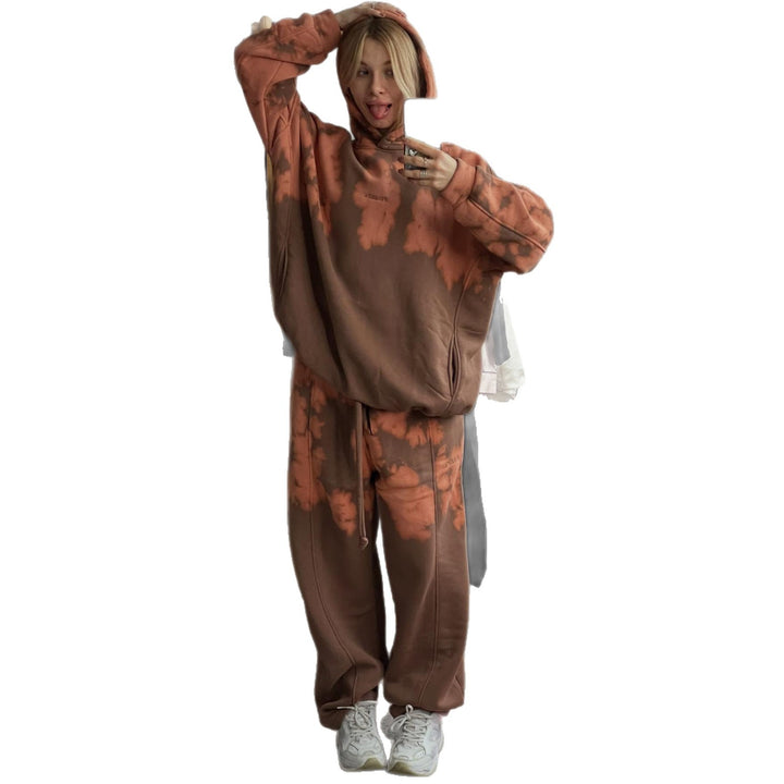 Damen Sportliches Hoodie- und Jogginghosen-Set mit einzigartigem Batik-Muster Drune