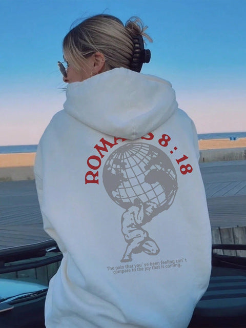 Damen Kapuzenpullover mit inspirierendem Weltmotiv und hochwertigem Druck Drune