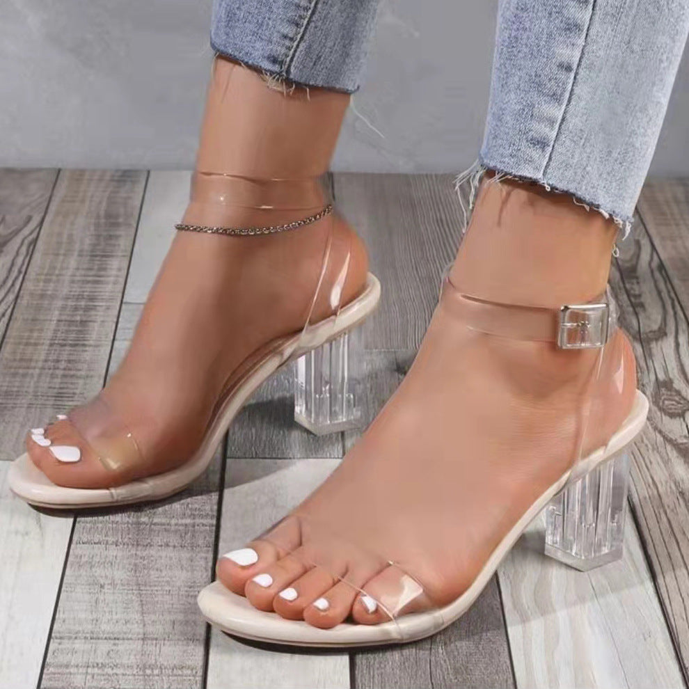 Damen transparente Sandalen mit klarem Absatz Drune