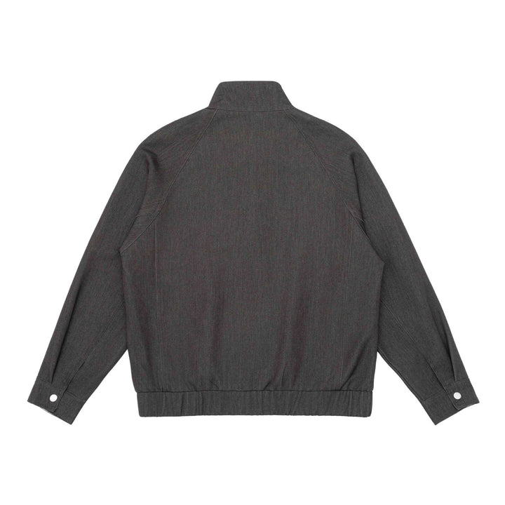 Unisex Kurzblouson im Denim‑Mix mit gesteppter Teilung, Stehkragen und verdecktem Reißverschluss Drune