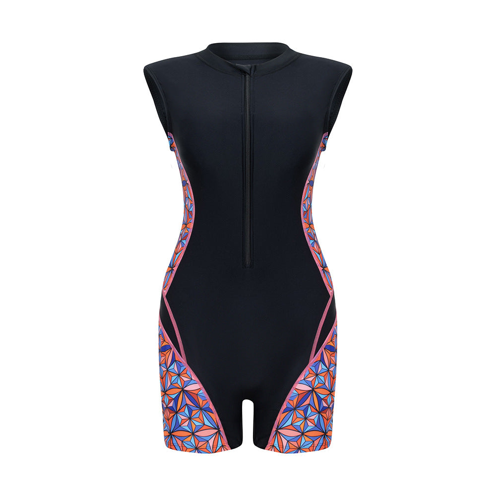 Damen Sportlicher Surfanzug mit buntem Muster Drune