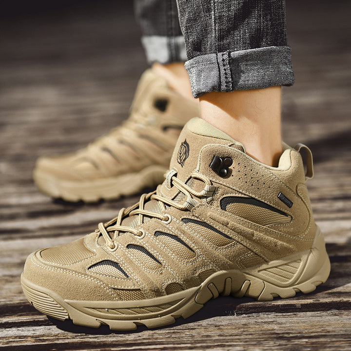 Herren Knöchelhohe Wüsten‑Tactical Trekkingstiefel aus Velours‑Cordura mit stoßdämpfender Trailsohle Drune