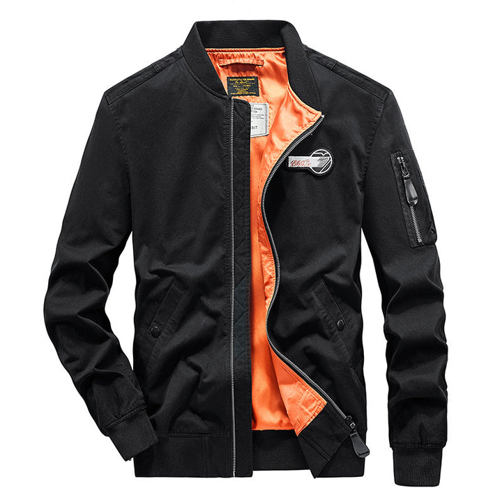 Herren Bomberjacke im Fliegerstil mit kontrastierendem Innenfutter und Ärmeltasche Drune