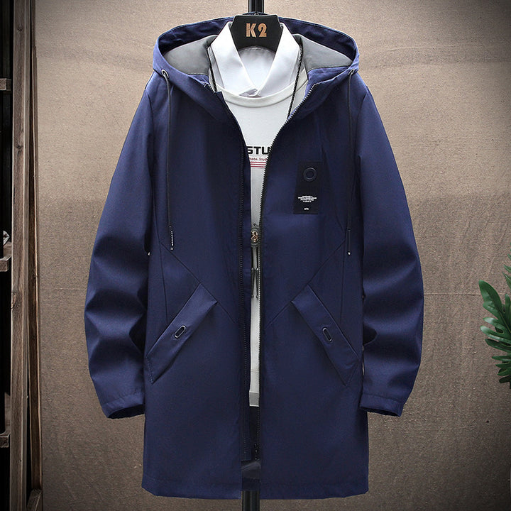 Herren nan urbaner Midlength Tech-Parka mit Kapuze, verdecktem Reißverschluss und winddichter Beschichtung Drune