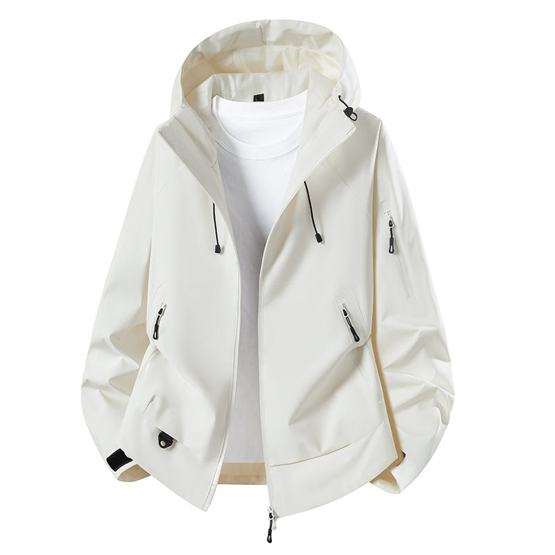 Herren Minimalistischer Softshell-Anorak mit verstellbarer Kapuze & verschweißten Zip-Taschen Drune