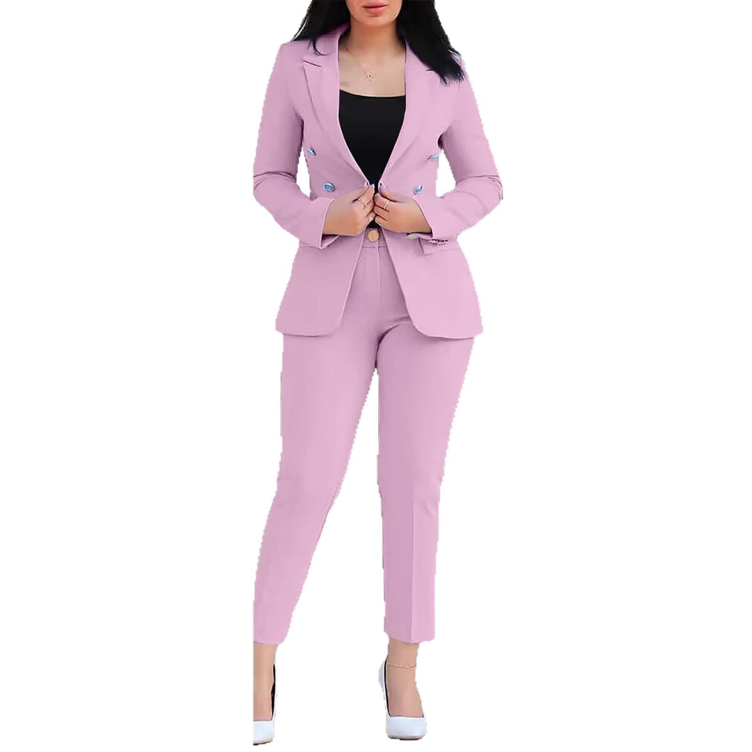 Damen Taillierter Zweiteiler-Blazer mit Slim-Fit Hose im Business-Stil Drune