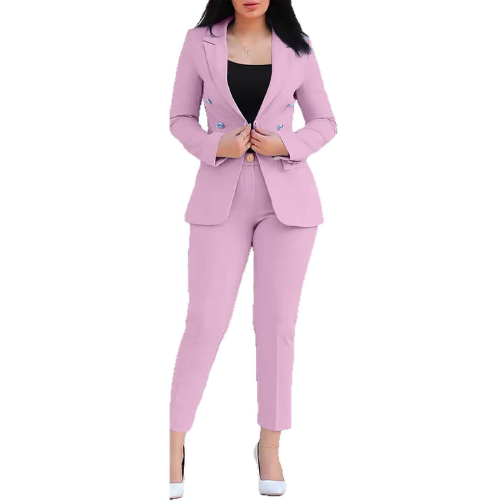 Damen Taillierter Zweiteiler-Blazer mit Slim-Fit Hose im Business-Stil Drune