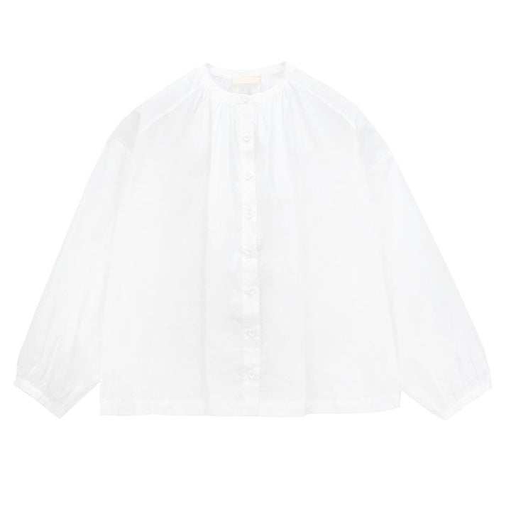 Damen Bluse mit hohem Kragen und eleganter Knopfleiste Drune