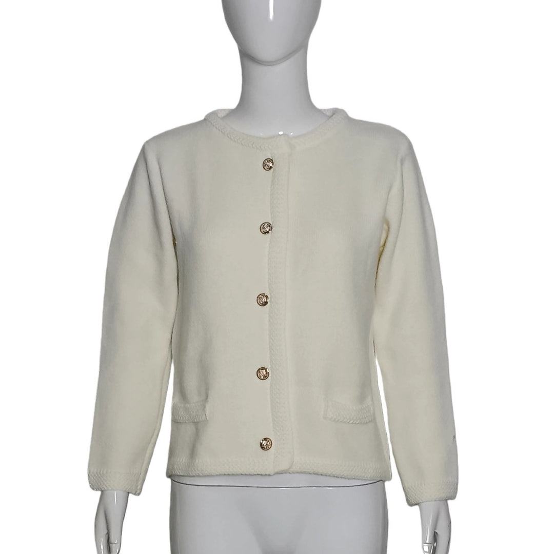 Damen Elegante Strickjacke mit Rundhals, Zierknöpfen und aufgesetzten Taschen Drune