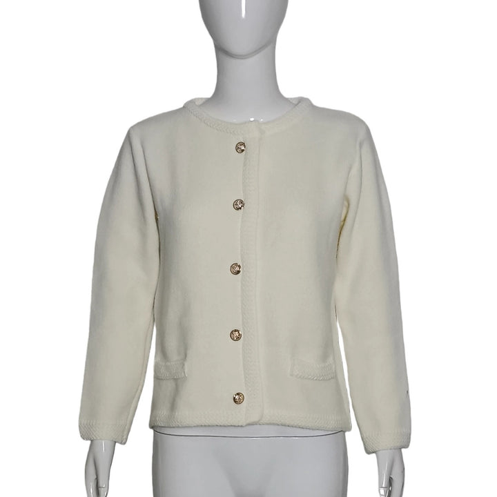 Damen Elegante Strickjacke mit Rundhals, Zierknöpfen und aufgesetzten Taschen Drune