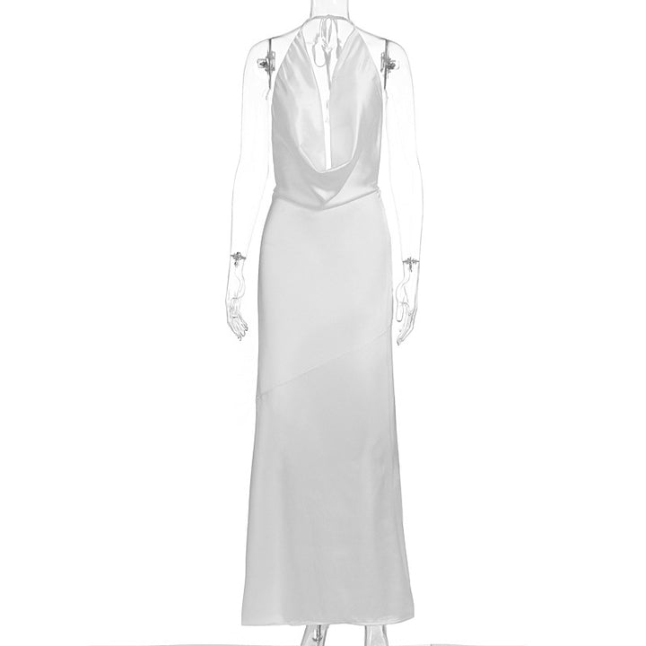 Damen elegantes Chiffon-Maxikleid mit tiefem Rückenausschnitt und raffiniertem Wickeldesign Drune