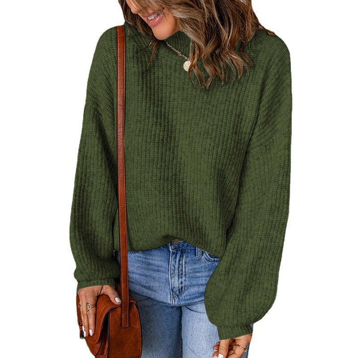 Damen Grobstrickpullover mit lockerer Passform und hohem Kragen Drune