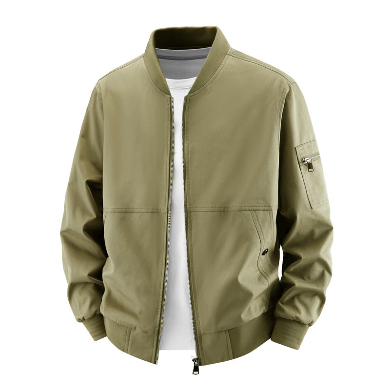 Men's  minimalist zip-front bomber jacket with concealed welt pockets and sleeve utility pocket Drune