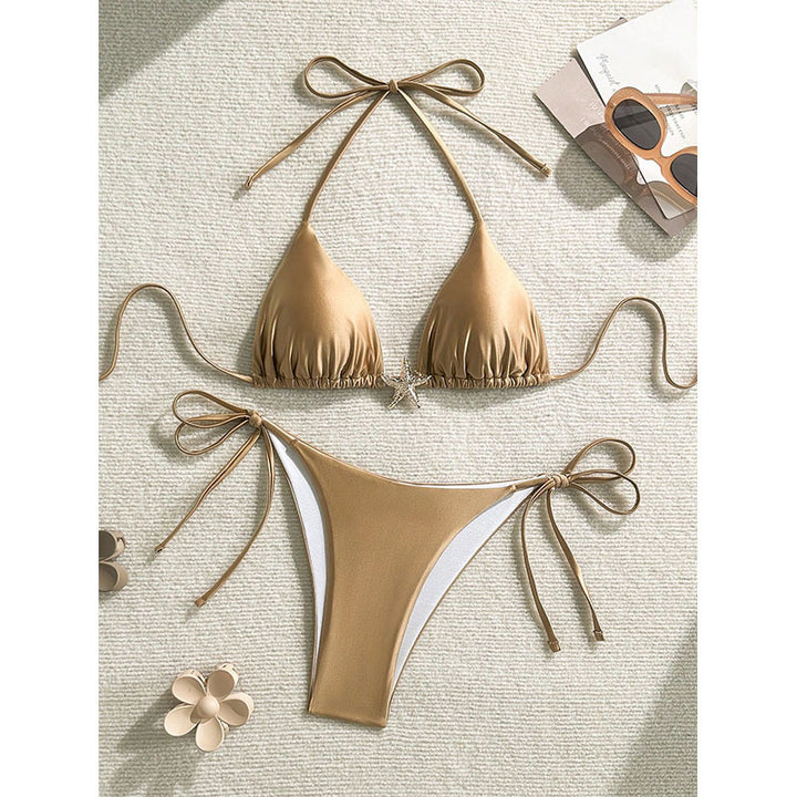 Damen Triangel-Bikini mit modischem Spitzen-Detail Drune