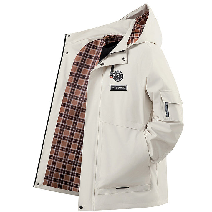 Herren Wasserabweisende Outdoor-Jacke mit verstellbarem Kragen Drune