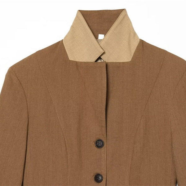 Damen Taillierte Woll-Reitjacke mit Stehkragen und Pattentaschen Drune