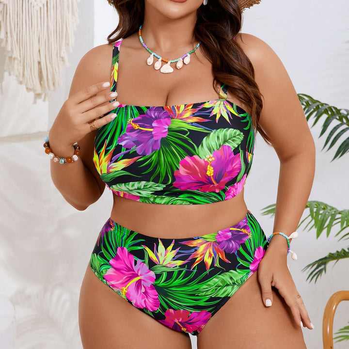 Damen Bandeau-Bikini mit floralem und tierischem Muster Drune