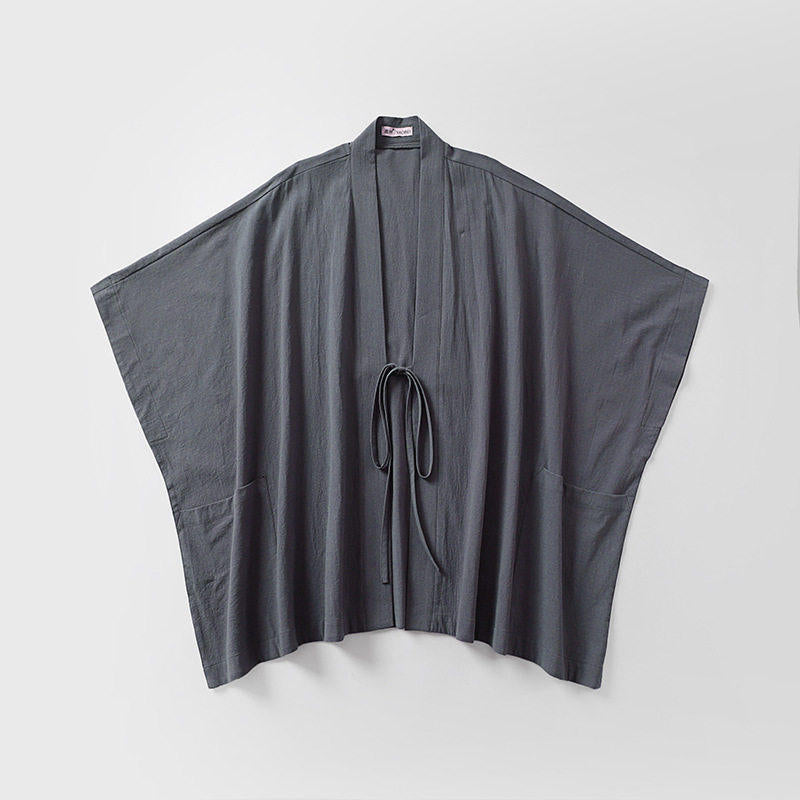 Damen Oversize Kimono-Cardigan mit Bindegürtel und Eingrifftaschen Drune