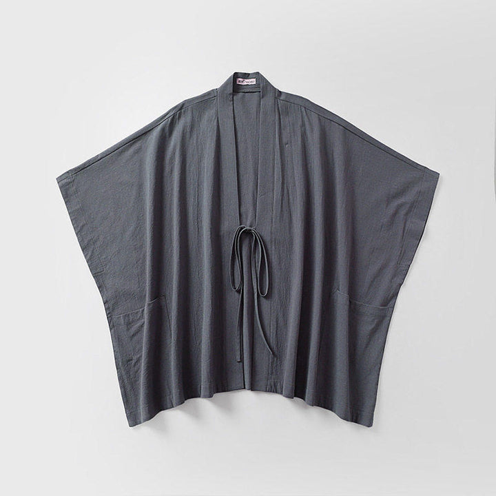 Damen Oversize Kimono-Cardigan mit Bindegürtel und Eingrifftaschen Drune