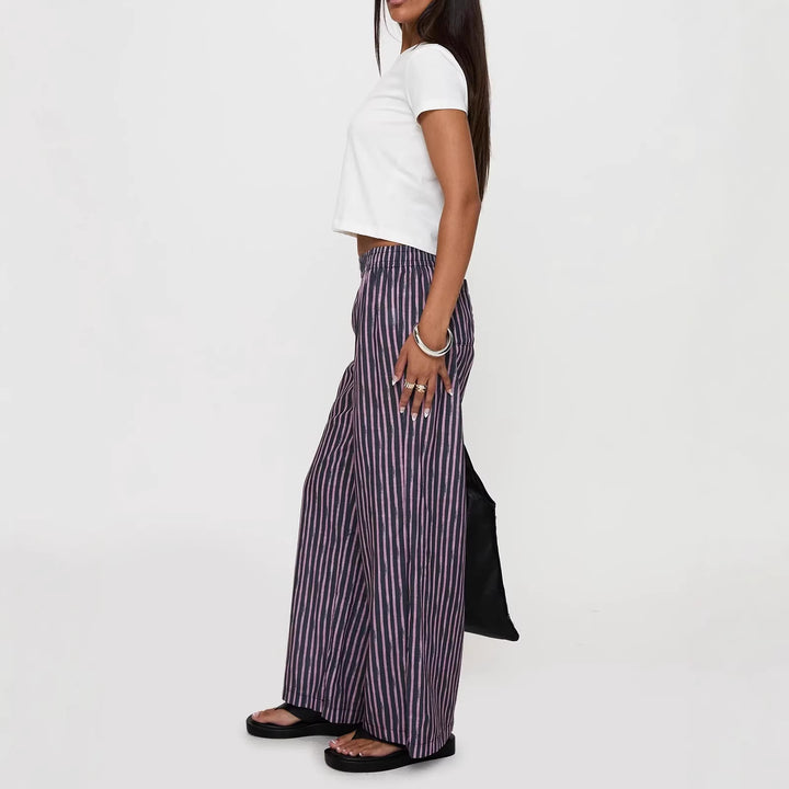 Damen Locker geschnittene Streifenhose Drune