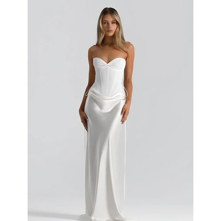Damen Elegantes Trägerloses Maxikleid mit raffiniertem Drapierungsdesign und schmalem Schnitt Drune