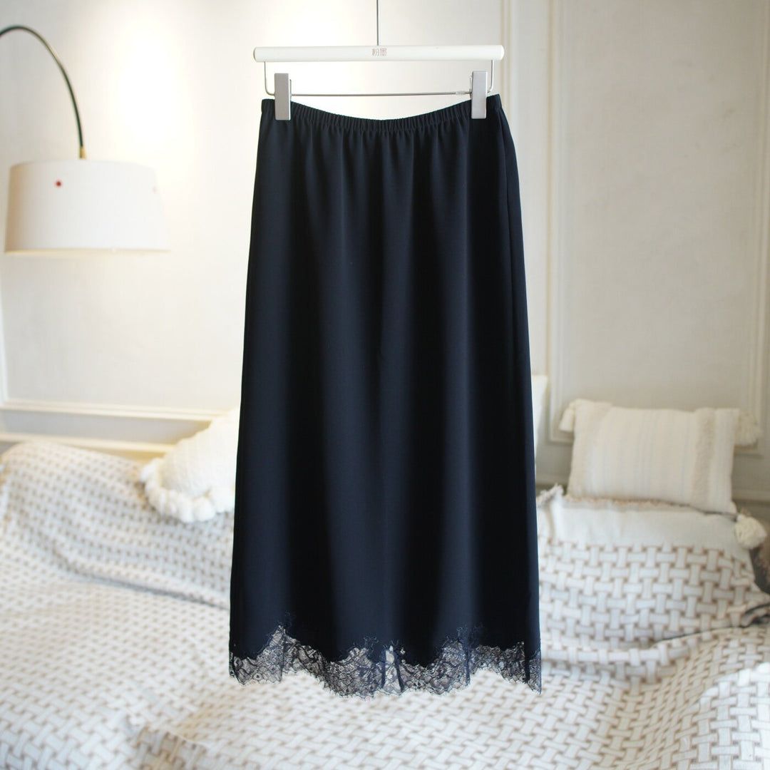 Damen Eleganter Maxirock mit dekorativer Spitzenborte Drune