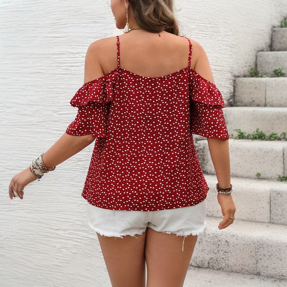Damen luftiges Oberteil mit Rüschendetails und Cut-Outs Drune