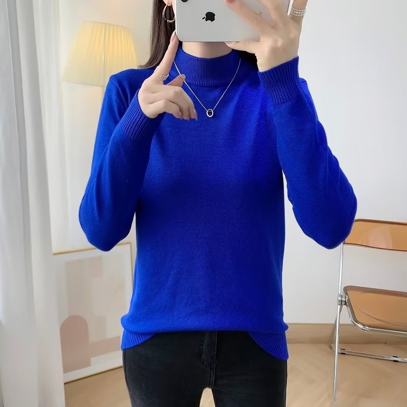Damen Feiner Langarm-Feinstrickpullover mit schmalem Stehkragen und gerippten Bündchen Drune