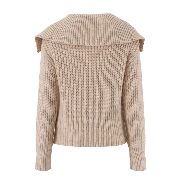 Damen Grobstrickpullover mit Zopfmuster und halbem Reißverschlusskragen Drune