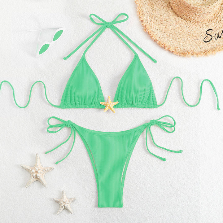 Damen Triangel-Bikini mit raffinierten Rüschen und verspielten Akzenten Drune