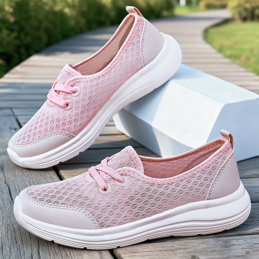 Damen nan atmungsaktiver Everyday-Slipper mit feinem Strickmesh, elastischer Zierschnürung und ergonomischer Dämpfungssohle Drune