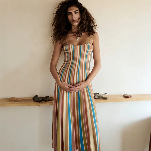 Damen nan elegantes Maxikleid im Unterkleid-Stil mit Spaghettiträgern, tailliertem Schnitt und weitem Saum Drune