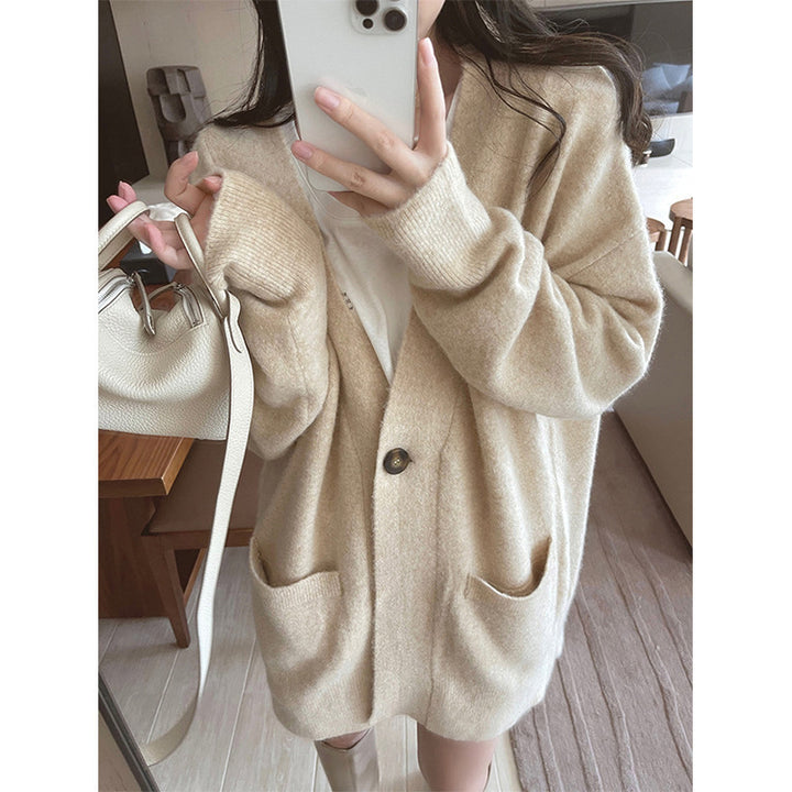 Damen Kuschelige Strickjacke mit großem Schnitt und Taschen Drune