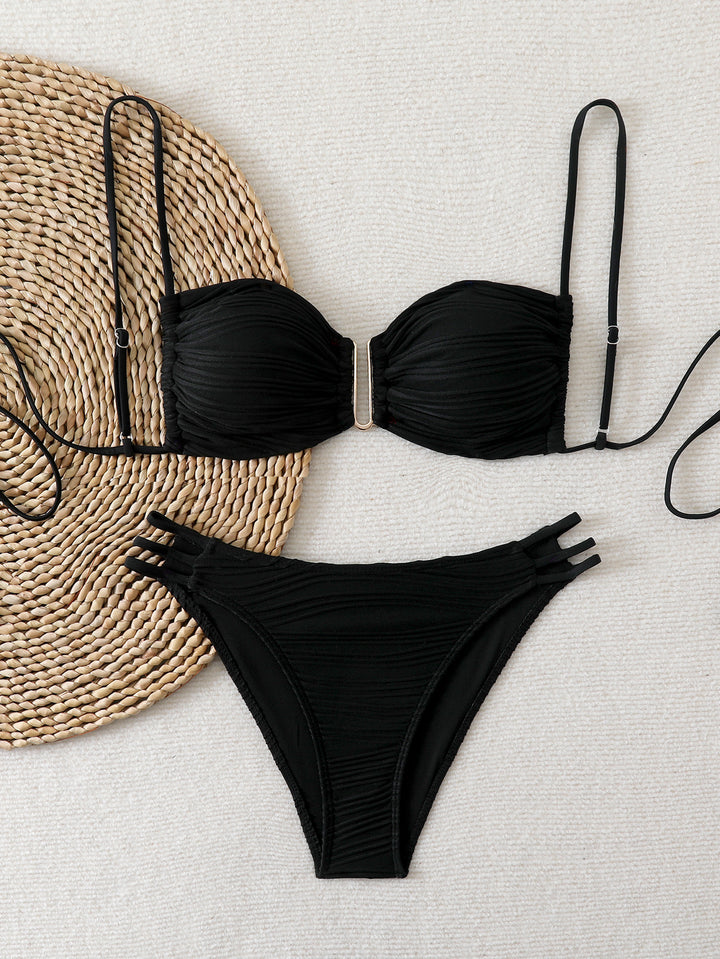 Damen Balkon-Bikini mit raffiniertem Rüschendesign und eleganten Trägern Drune