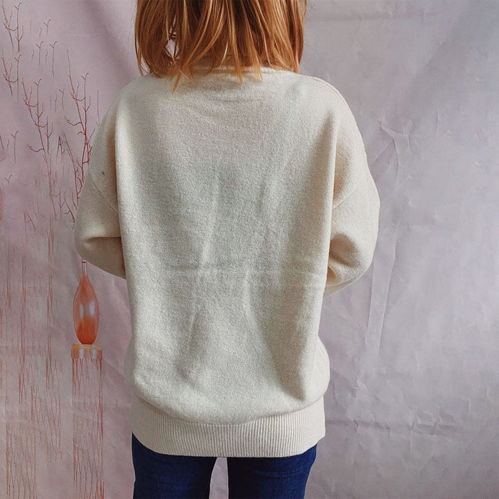 Drune | Einfarbiger Warmer Strickpullover Für Alltag