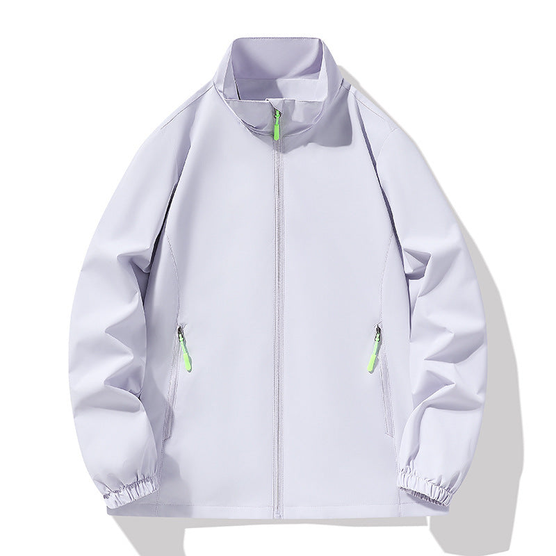 Herren Minimalistische Softshell-Outdoorjacke mit Stehkragen, wind- und wasserabweisender Membran und fluoreszierenden Zipper-Pulls Drune