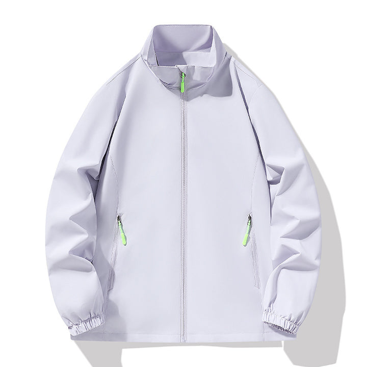 Herren Minimalistische Softshell-Outdoorjacke mit Stehkragen, wind- und wasserabweisender Membran und fluoreszierenden Zipper-Pulls Drune