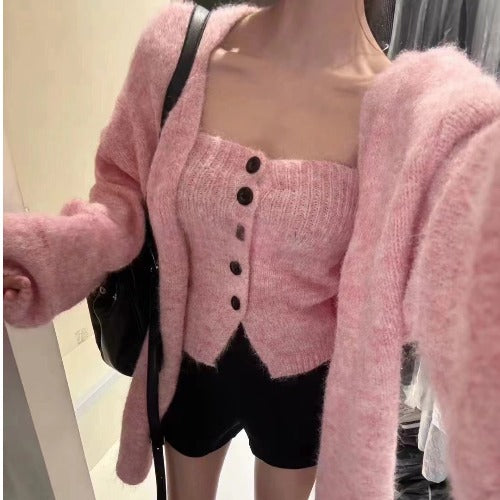 Damen Cardigan mit Knopf- und offenen Fronten Drune