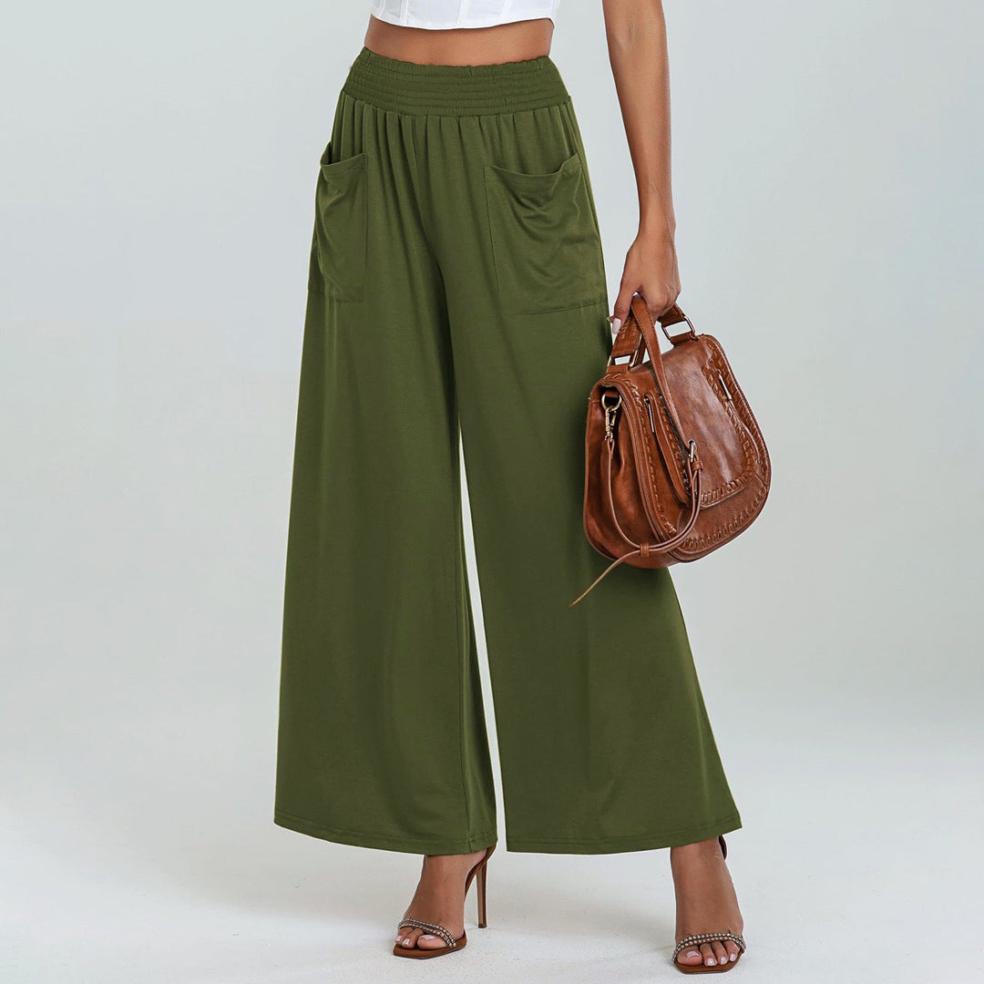 Damen Weit geschnittene Palazzo-Hose mit elastischem Bund und praktischen Taschen Drune