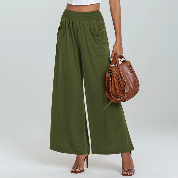 Damen Weit geschnittene Palazzo-Hose mit elastischem Bund und praktischen Taschen Drune