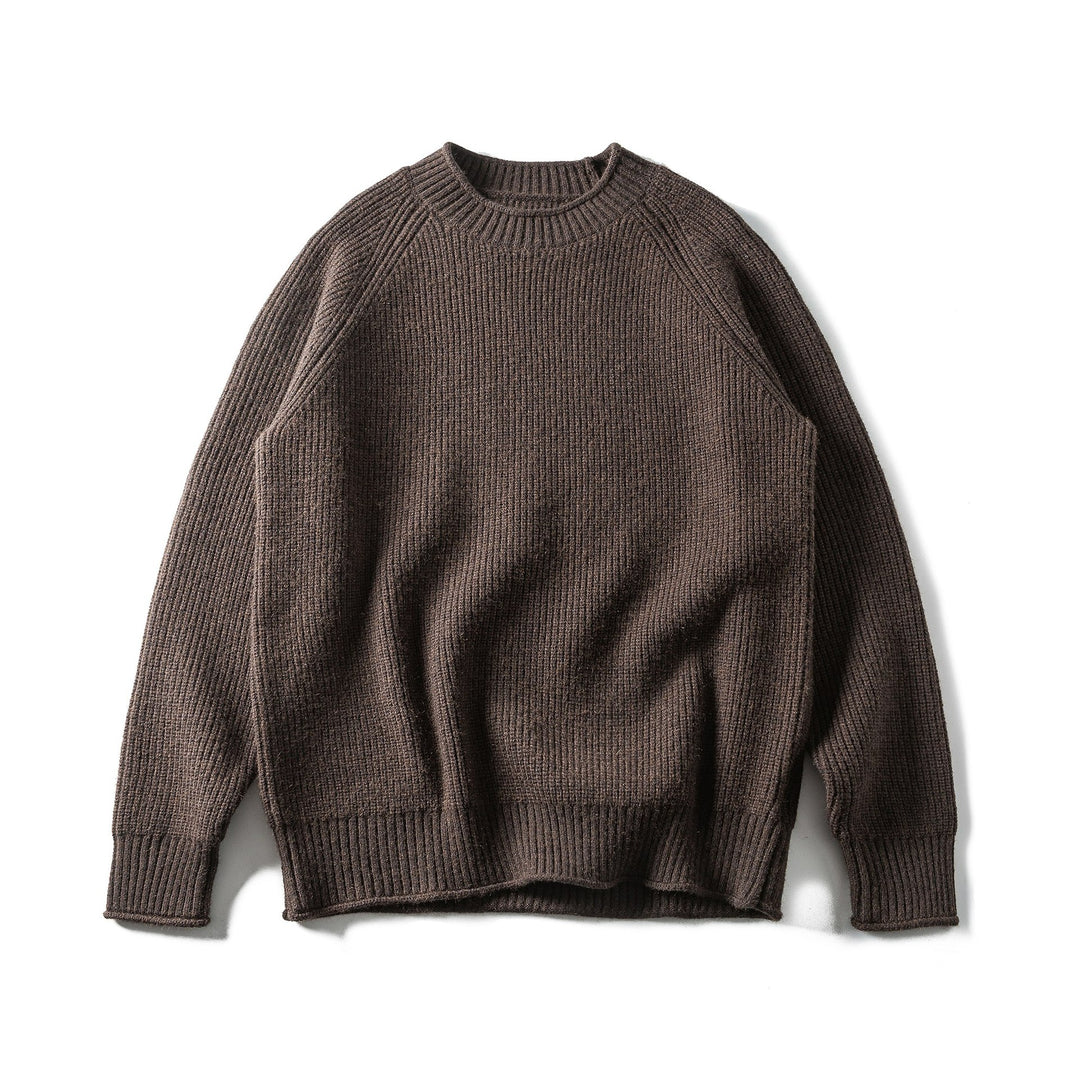 Herren Rippstrickpullover mit Rundhals und Raglanärmeln Drune