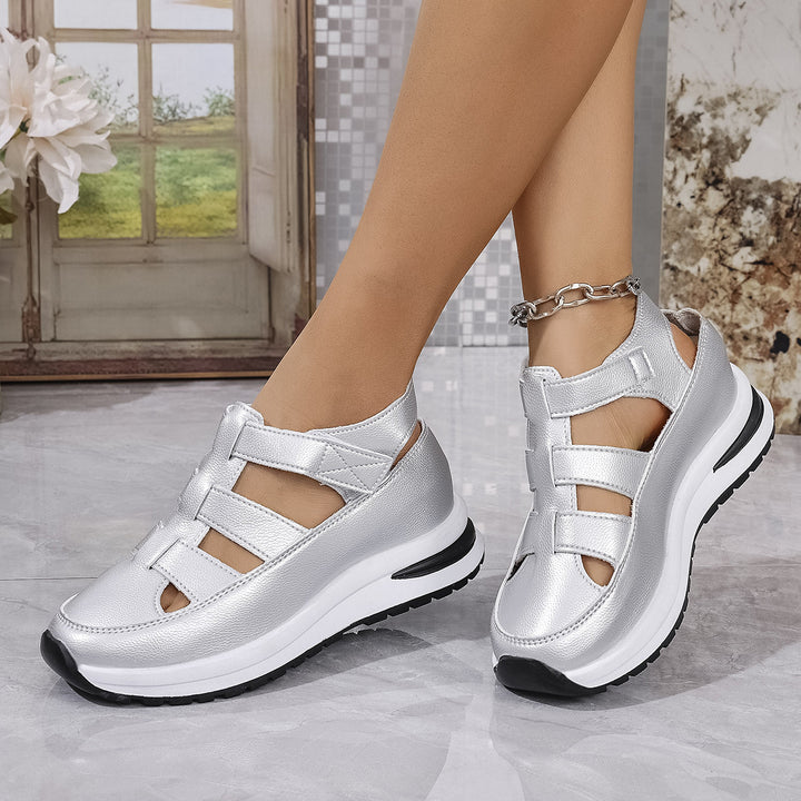 Damen Plateau‑Sneaker‑Sandale mit Klettverschluss und geschlossener Zehenpartie Drune