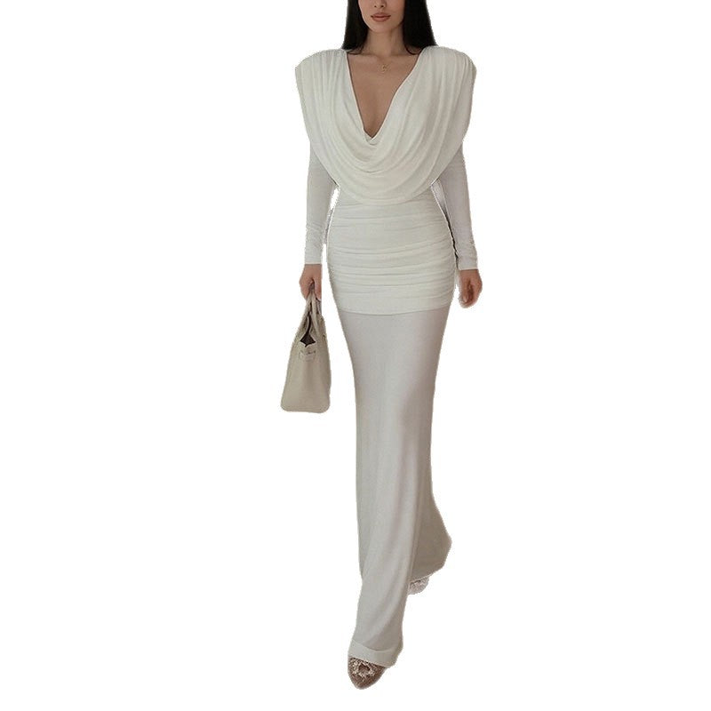 Damen Elegantes Maxikleid mit raffiniertem Wickelausschnitt und drapierten Details Drune