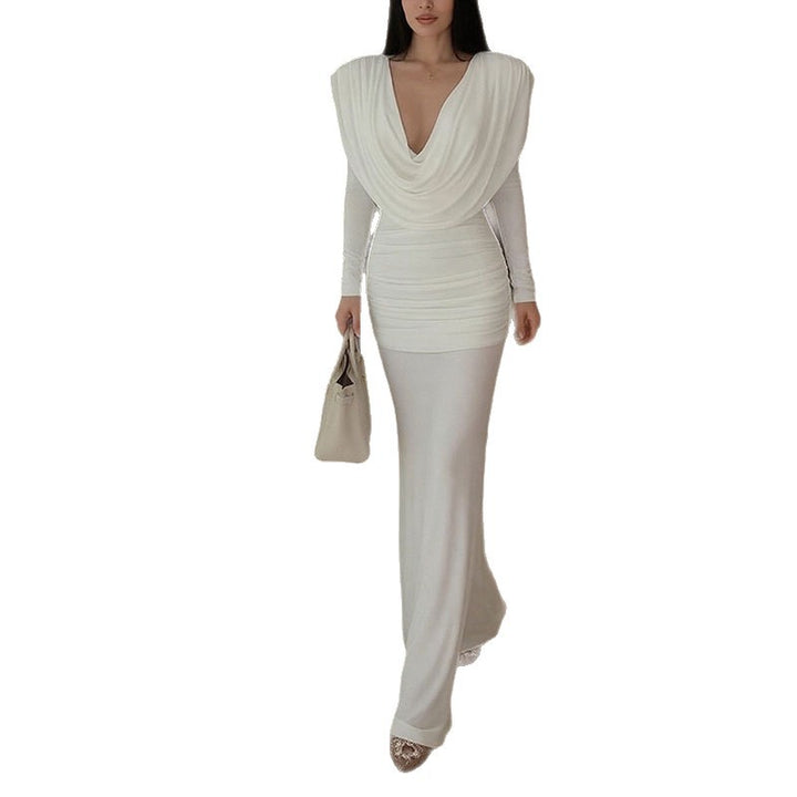 Damen Elegantes Maxikleid mit raffiniertem Wickelausschnitt und drapierten Details Drune