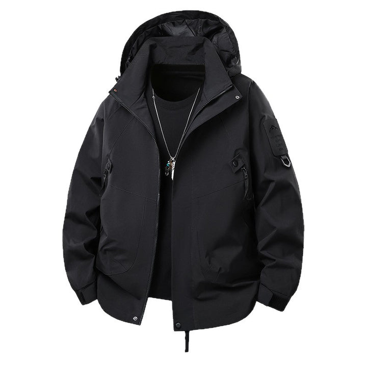 Herren Technische Kapuzen-Softshelljacke mit wasserabweisender Membran, Reißverschluss‑Taschen und verstellbarem Bund Drune